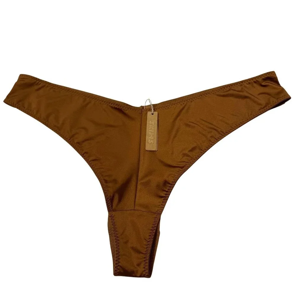 SKIMS Stretch Satin Cheeky Tanga Bronze 4X‎